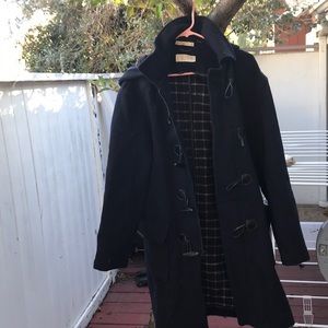 Wool pea coat with hood